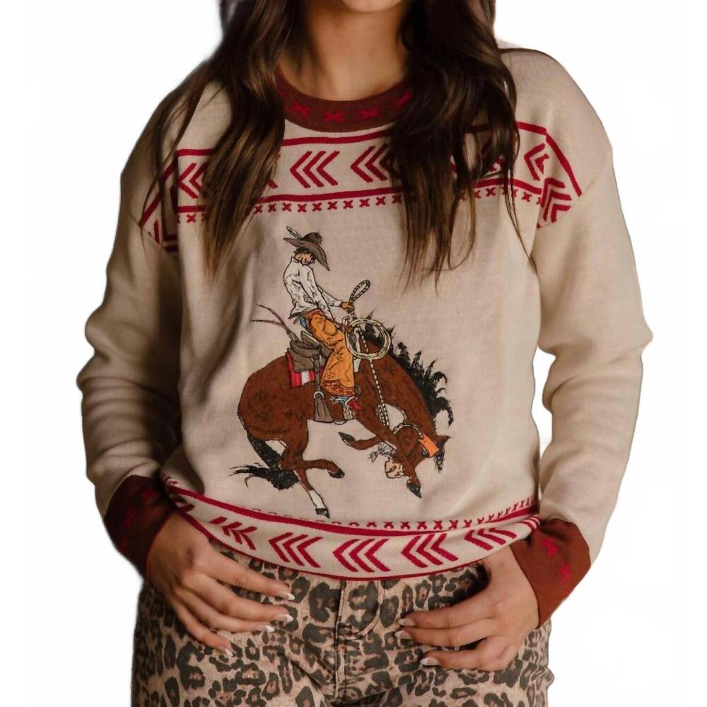 NEW STERLING KREEK dust and spurs knit sweater in oatmeal